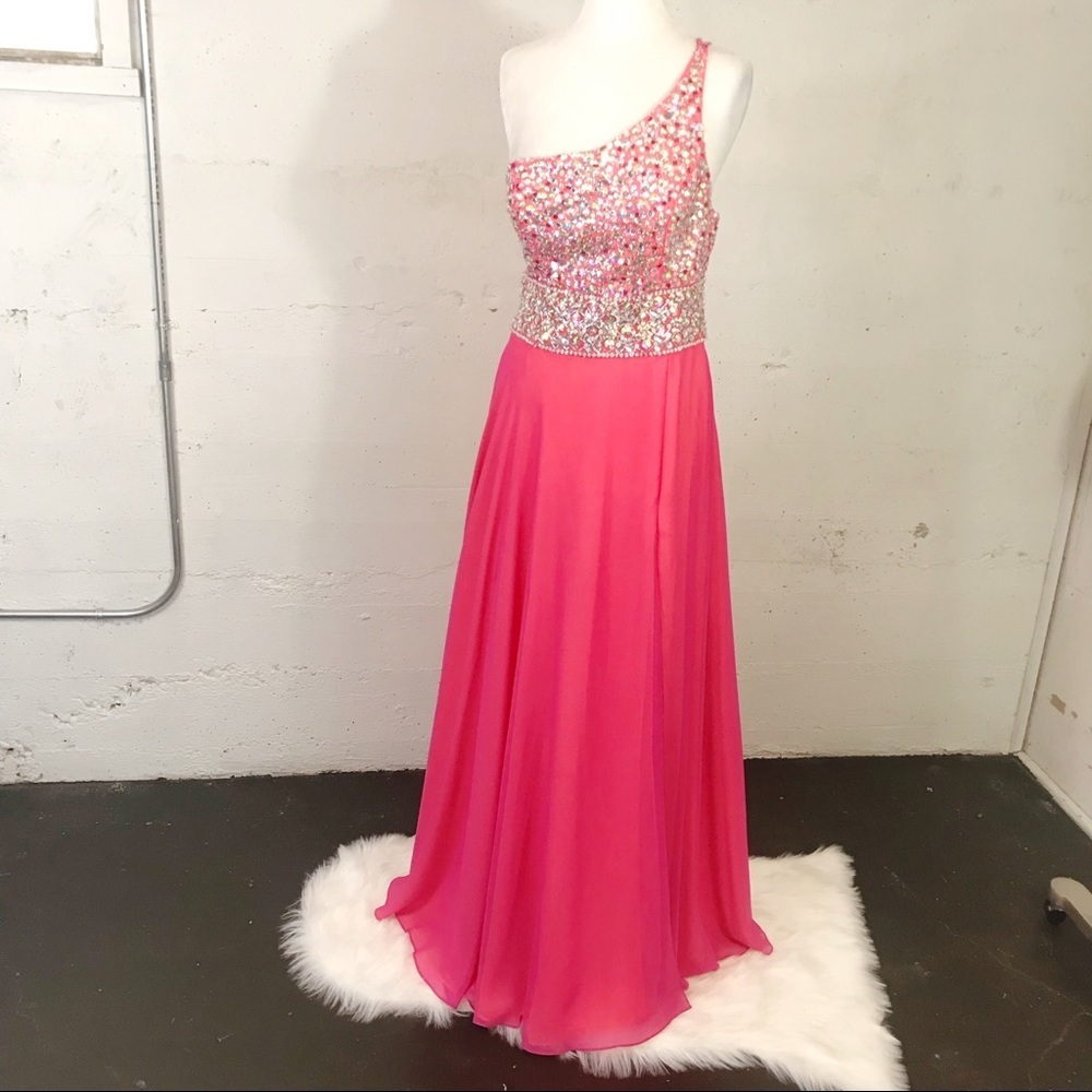 MoriLee by Madeline Gardiner Pink Chiffon Prom 13